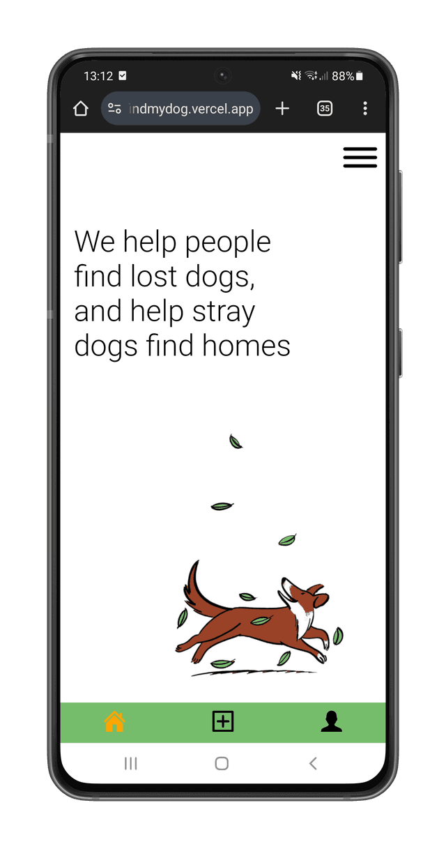 Find my dog homepage screenshot